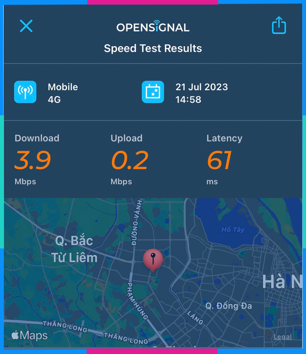 Kiểm tra tốc độ 4G Opensignal 5